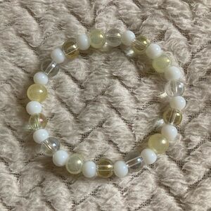 Handmade White and Yellow Beaded Bracelet